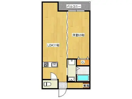三萩野ビル(1LDK/3階)の間取り写真