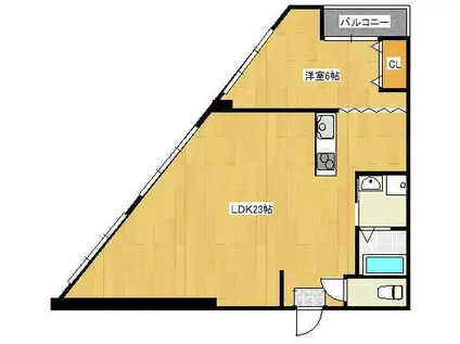 三萩野ビル(1LDK/3階)の間取り写真