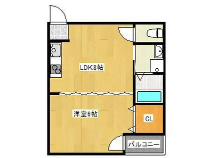三萩野ビル(1LDK/3階)の間取り写真