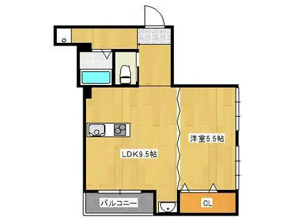 三萩野ビル(1LDK/3階)の間取り写真