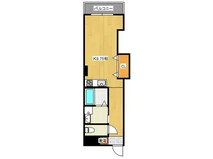 三萩野ビル(ワンルーム/4階)の間取り写真