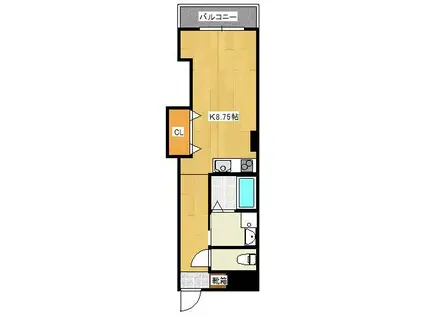 三萩野ビル(ワンルーム/6階)の間取り写真