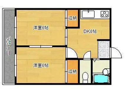 シャトレ別院Ⅲ(2DK/3階)の間取り写真