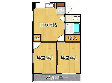 シャトレ別院Ⅲ(2DK/5階)の間取り写真