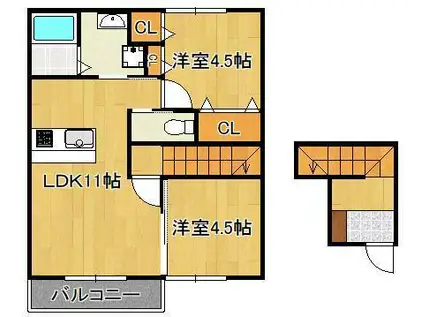 エルメゾン赤坂A棟(2LDK/2階)の間取り写真