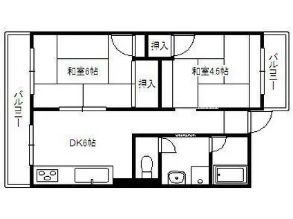 戸ノ上台メイゾン(2DK/4階)の間取り写真