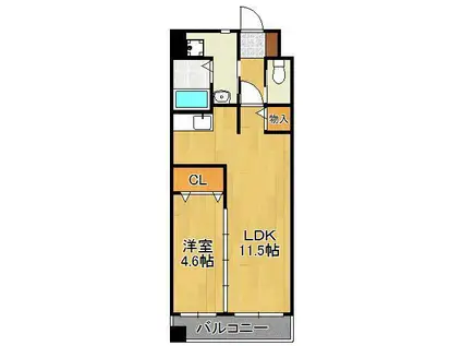 シグナス(1LDK/8階)の間取り写真