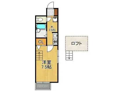 MOON江南町(1K/2階)の間取り写真