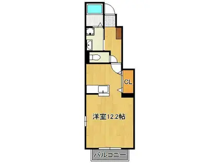 メゾングラースM(ワンルーム/1階)の間取り写真