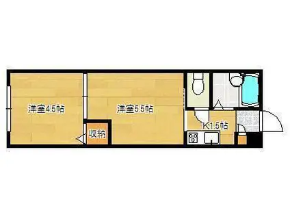 MOON赤坂B棟(2K/1階)の間取り写真