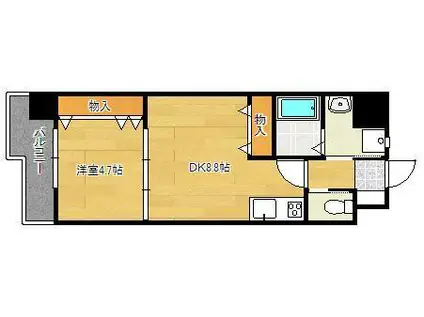 グランエスパシオ浅野(1DK/6階)の間取り写真