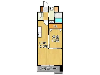 グランエスパシオ浅野(1LDK/8階)の間取り写真