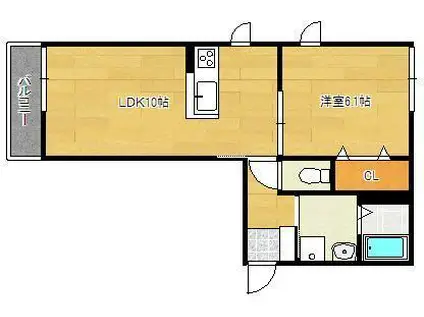 COZYCOURT赤坂(1LDK/2階)の間取り写真