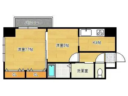 ヒット馬借テラス(2K/4階)の間取り写真