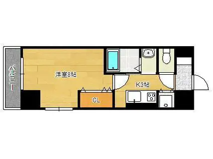 ヒット馬借テラス(1K/4階)の間取り写真