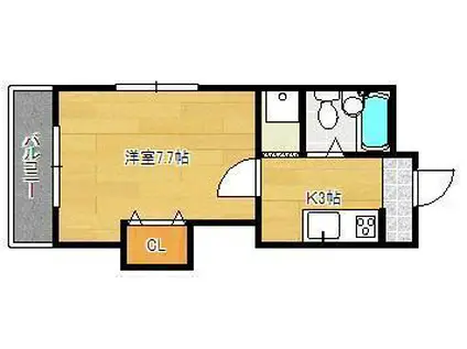 ベイサイドフラッツ(1K/4階)の間取り写真