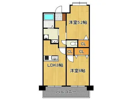 アースコートYSシティ香春口(2LDK/10階)の間取り写真