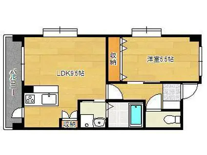 アースコートYSシティ香春口(1LDK/5階)の間取り写真