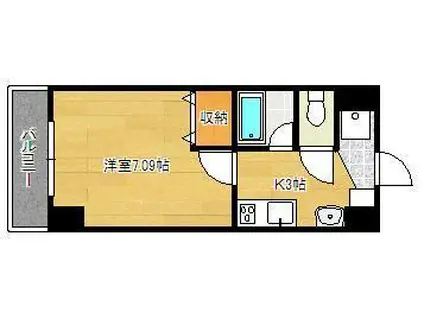 吉野町ワンルームマンション(1K/2階)の間取り写真