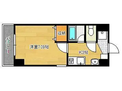 吉野町ワンルームマンション(1K/5階)の間取り写真
