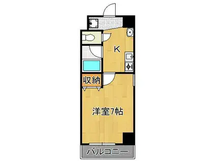 吉野町ワンルームマンション(1K/3階)の間取り写真