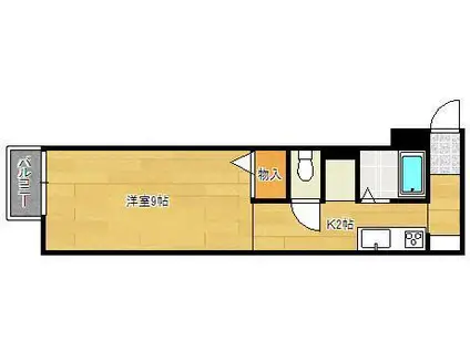 ディアス大田(1K/2階)の間取り写真