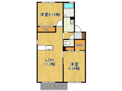 クラヴィエ松崎(2LDK/2階)の間取り写真