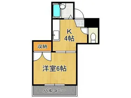 シャトレ東新町(1K/4階)の間取り写真