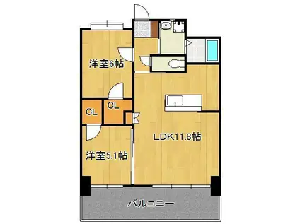 フェルト127(2LDK/14階)の間取り写真