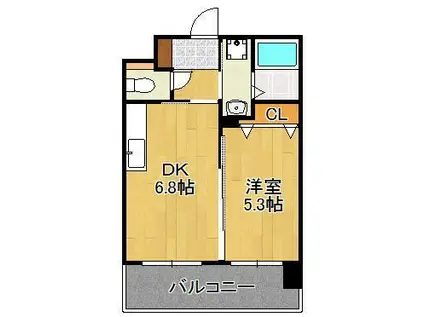 フェルト127(1DK/3階)の間取り写真