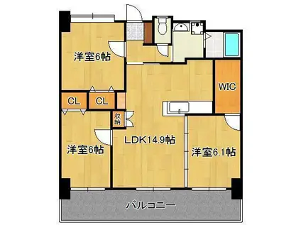 フェルト127(3LDK/4階)の間取り写真