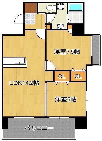 フェルト127(2LDK/7階)の間取り写真