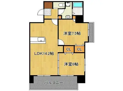 フェルト127(2LDK/9階)の間取り写真