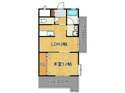 ガーデンコートSUNATSU(1LDK/4階)の間取り写真