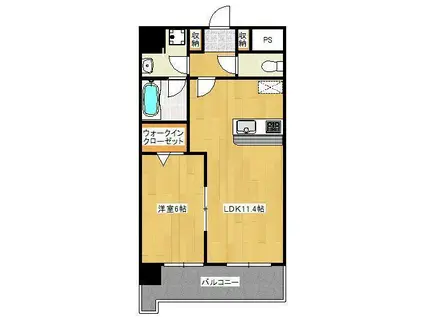 ガーデンコートSUNATSU(1LDK/6階)の間取り写真