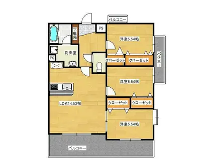 ガーデンコートSUNATSU(3LDK/8階)の間取り写真