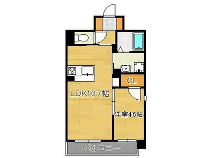 シャーメゾングランドソレイユ門司(1LDK/8階)の間取り写真