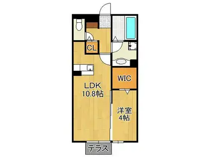 ドゥリヴェール(1LDK/1階)の間取り写真