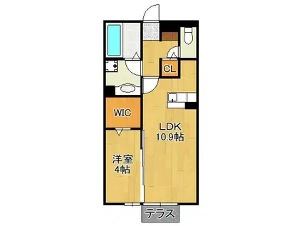 ドゥリヴェール(1LDK/1階)の間取り写真