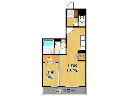 ドゥリヴェール(1LDK/2階)の間取り写真