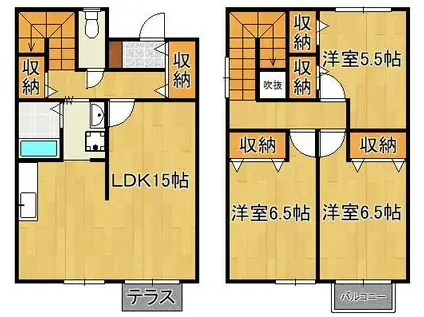 ユニフレックス門司A(3LDK/1階)の間取り写真