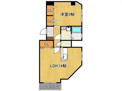 グレイス香春口(1LDK/3階)の間取り写真