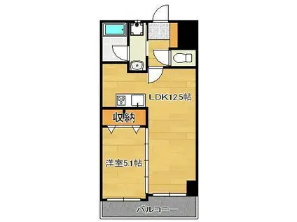 THE SQUARE・SUITE RESIDENCE(1LDK/13階)の間取り写真