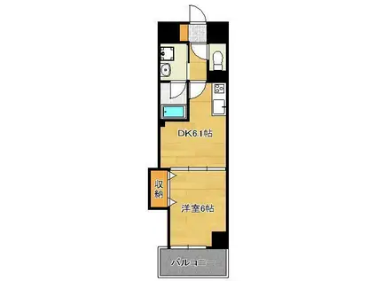 THE SQUARE・SUITE RESIDENCE(1DK/2階)の間取り写真