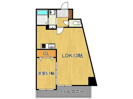 THE SQUARE・SUITE RESIDENCE(1LDK/5階)の間取り写真