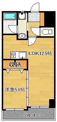 THE SQUARE・SUITE RESIDENCE(1LDK/5階)の間取り写真