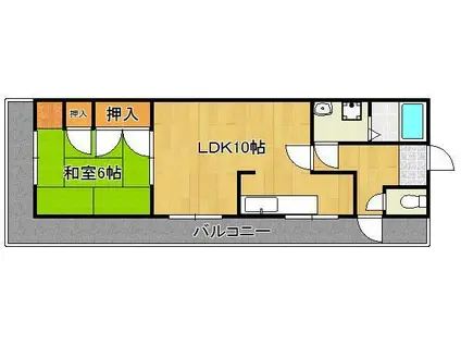 グランドハイツ赤坂(1LDK/4階)の間取り写真