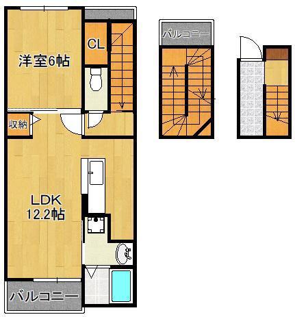 アンブラッセⅠ(1LDK/3階)の間取り写真