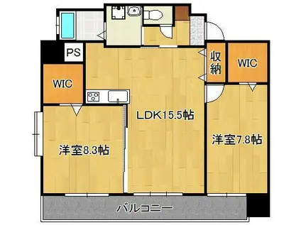 ラ・ヴェリテ鍛冶町(2LDK/7階)の間取り写真