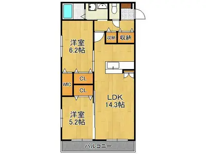 ポルトヴェーラ門司港(2LDK/5階)の間取り写真